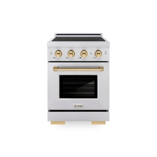 ZLINE - Autograph 24 in. 3.2 cu. ft. Paramount Freestanding Induction Range with 3 Burners and Electric Oven w/ Gold Accents - Stainless Steel