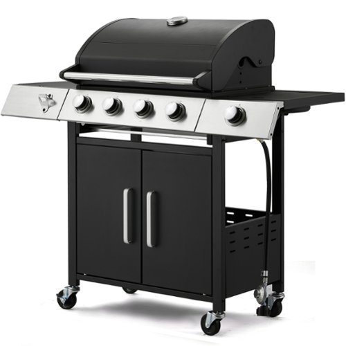 U-HOMY - Propane Grill with Side Burner and Locking Wheels, 395 sq in Cooking Surface, 36,000 BTU - 4+1 Burner-Front_Standard 