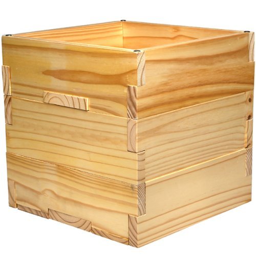 Excello Global Products Large 14x14x14 Wooden Planter Box and String Light Pole Set - Brown WORLDWIDE DELIVERY