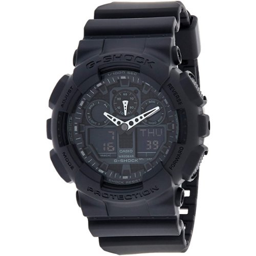 Casio - Men's G-Shock Dial Watch - GA100-1A1 - Black-Front_Standard 