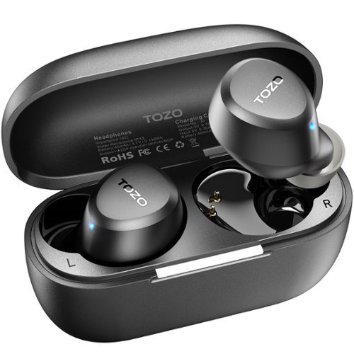 TOZO - A1 Wireless Earbuds, Bluetooth 5.3, Lightweight, IPX5, 2 Mic AI Calls, Premium Sound Bass, 32 EQs, Charging Case - Black-Front_Standard 