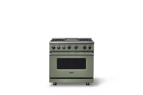 Viking - 36 in. Wide 4 Burner Dual Fuel Sealed Burner Range with Griddle - Eucalyptus-Front_Standard 