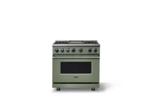 Front. Viking - 36"W. 5.6 Cu. Ft. 7S Self-Clean Dual Fuel Range-Eucalptus - Eucalyptus.