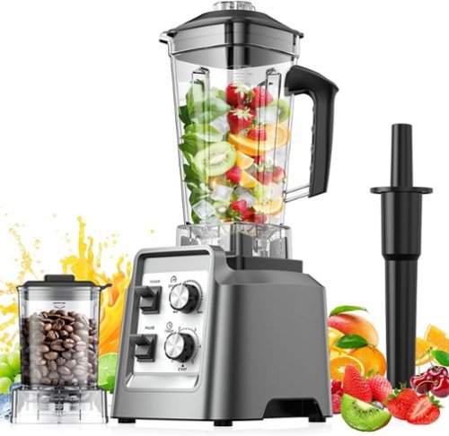 Teendow - 1800W High-Power Blender, 2-in-1 Blender & Grinder Combo with 68oz BPA-Free Jar for Smoothies & Ice Crushing - Silver-Front_Standard 