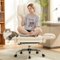 KERDOM - Ergonomic Big Office Leather Chair with Expandable Arms, Reclining Cross Legged Chair with Footrest Wide Seat for Gaming - White-Front_Standard