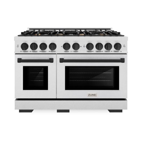 ZLINE - Autograph 48 in. Select Dual Fuel Satin Steel Range w/ 8 Burners & Black Accents (HDRSZ-48-MB) - Stainless Steel-Front_Standard 
