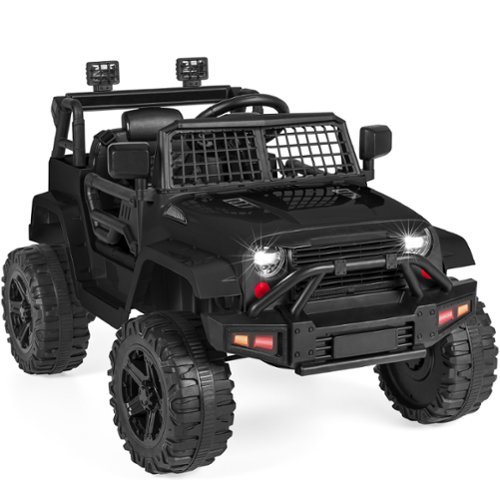 Best Choice Products - 12V Kids Ride On Truck Car w/ Parent Remote Control, Spring Suspension, LED Lights - Black-Front_Standard 