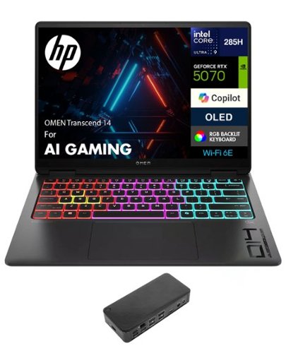 HP - OMEN Transcend 14 Laptop 14.0 2.8K (Intel Ultra 9-285H, 32GB LPDDR5X, 1TB PCIe SSD, Win 11 Pro) - Shadow Black-Front_Standard 