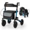 Costway - Walker for Seniors Folding Rollator Walker with 9" Pneumatic Tires for All Terrain - Blue-Front_Standard