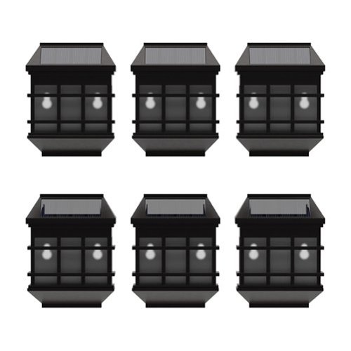 Emma + Oliver - Set of 6 Solar Deck and Fence Lights, Decorative Outdoor Solar Powered Weatherproof Wall Mount Fence and Deck Lighting - Brown-Front_Standard 
