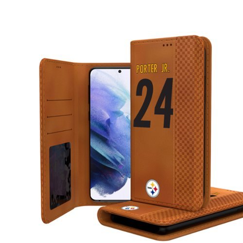 Keyscaper - NFL - Joey Porter Jr. Pittsburgh Steelers Galaxy Folio Case - S24 - Brown-Front_Standard 
