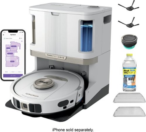 Shark - PowerDetect 2-in-1 Robot Vacuum and Mop with NeverTouch Pro Base - White