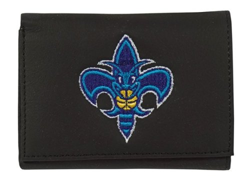 Rico Industries - New Orleans Basketball Hornets - NBA Throwback - Embroidered Black Leather Trifold Wallet - Multi-Front_Standard 