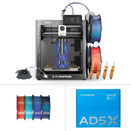 Flashforge - AD5X Multi-Color 3D Printer, 4-Color IFS, Auto Leveling, Max 600mm/s High Speed Printing, 220×220×220mm - Black-Front_Standard 