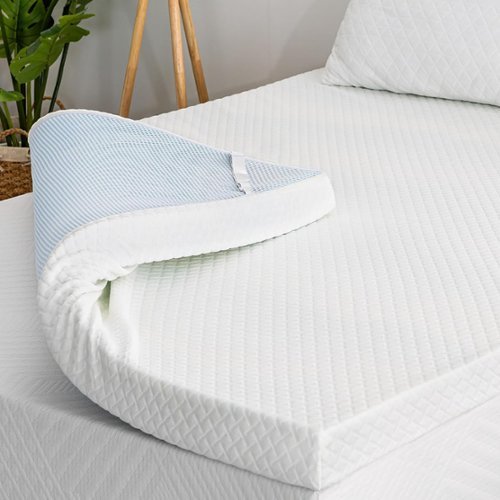 Bestier - 4 Inch Gel Memory Foam Mattress Topper, Cooling Bed Topper for Pressure Relief with Removable Breathable Soft Cover - Queen