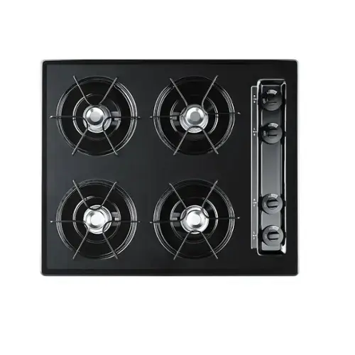 Front. SUMMIT - 24" Wide 4-Burner Gas Cooktop - Black.