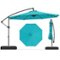 Costway - 10 FT Solar Offset Hanging Umbrella Patio Cantilever Umbrella with 32 LED Lights - Turquoise-Front_Standard