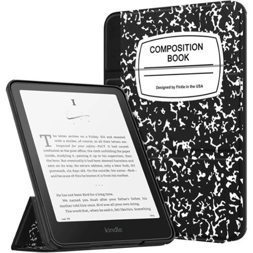 Kitcheniva - Slim Trifold Case For 7 Inch Kindle Paperwhite 12th 2024 Protective Cover - Black and White-Front_Standard 