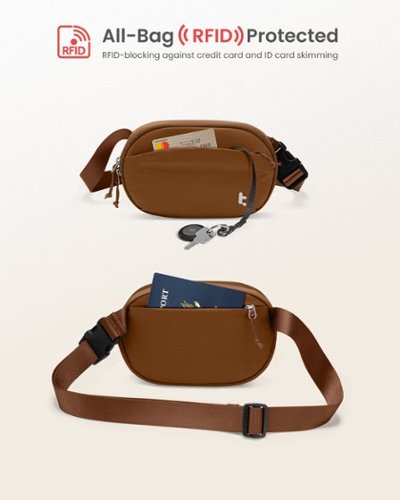 tomtoc SlingBean-T32 1.5L Sling Bag with RFID Blocking, Belt Bag Fanny Pack Waist Bag Crossbody Bag for Travel, Everyday - Caramel GLOBAL SHIPPING