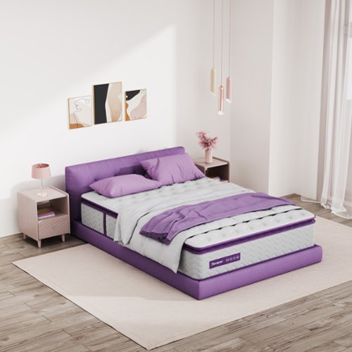 Sersper - 12 in. Medium Firm Hybrid Pillow Top Queen Size Breathable Mattress - White-Front_Standard 