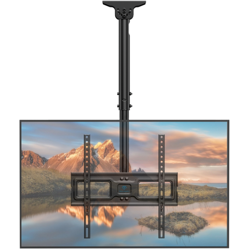 Perlesmith - 32"–65" Ceiling TV Mount Up to 110lbs, VESA 100x100 to 400x400mm, PSCM3B-US - Black-Front_Standard 