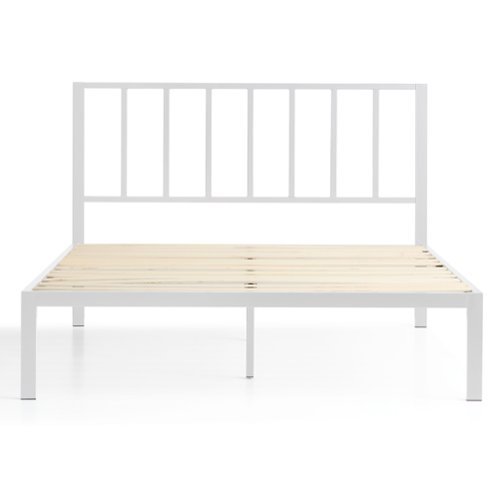 Brookside - Lori King Metal Bed with Headboard - White-Front_Standard 