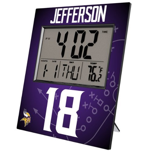 Keyscaper - Justin Jefferson Minnesota Vikings Digital Desk & Wall Clock - Multicolor-Front_Standard 