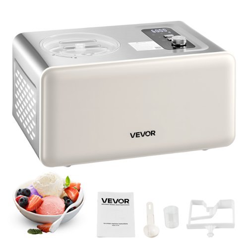 VEVOR - Automatic Ice Cream Maker with Built-in Compressor, 2 Quart No Pre-freezing Gelato Maker, Electric Sorbet-Maker, 3 Modes - White,Silver-Front_Standard 