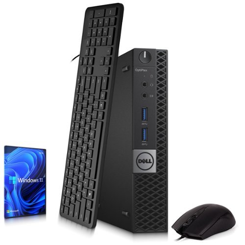 Dell - Refurbished Excellent - OptiPlex Tiny Computer Desktop PC | Intel i5-6th Gen 2.5GHz | 8GB RAM | 128GB SSD | KB & Mouse | Wi-Fi | Win11 - Black-Front_Standard 