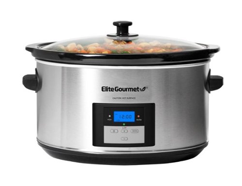Elite Gourmet - 8.5Qt. Digital Slow Cooker - Stainless Steel/Black