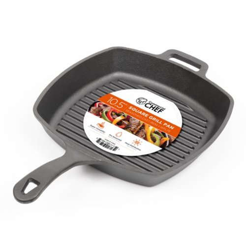 Commercial Chef - 10.5 Inch Square Grill Pan - Black-Front_Standard 