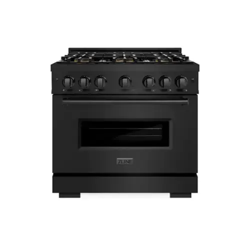 Front. ZLINE - 36 in. 5.2 cu. ft. Classic Freestanding Gas Range with 6 DuoPro Burners and Convection Oven in Black Stainless Steel - Black Stainless Steel.