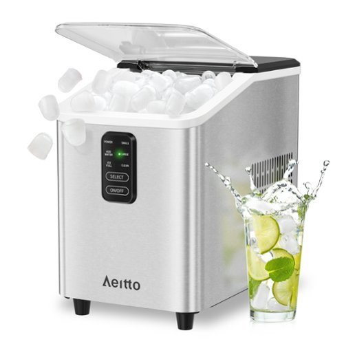 Aeitto - Ice Maker Countertop, 26lbs/24H, Auto-Cleaning, Ideal for Home Kitchen & Office - Silver-Front_Standard 