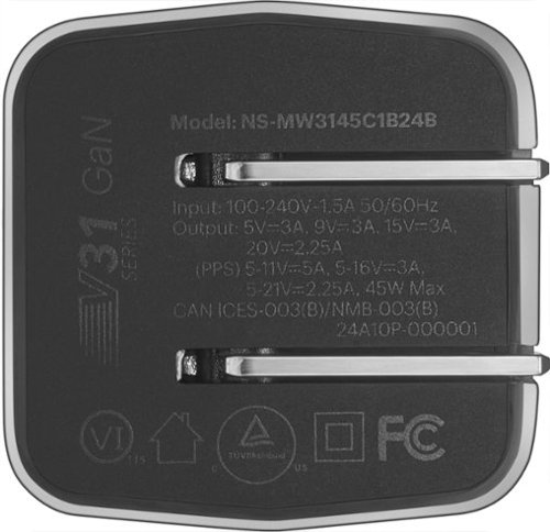 Insignia™ 45W Compact Wall Charging Kit for USB-C Smartphones, Tablets and More - Dark Gray BUY IN DUBAI