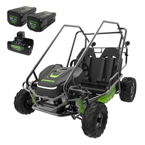 Greenworks - 80V Go-Kart with (2) 8.0Ah Batteries & Dual Port Charger - Stealth