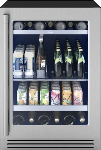 Zephyr - Presrv Pro 24 in. 7-Bottle and 88-Can Single Zone Beverage Cooler - Stainless Steel + Glass