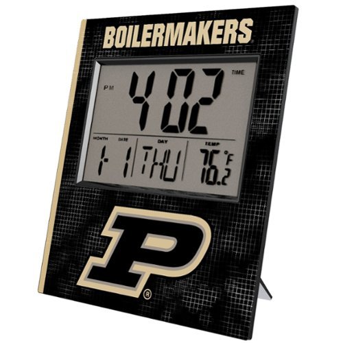 Keyscaper - Purdue Boilermakers Cross Hatch Digital Desk Clock - Multicolor-Front_Standard 