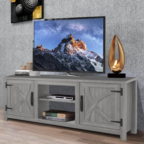 Ihomeadore - 58" Farmhouse TV Stand for TV up to 65" with Electric Fireplace - Brown-Front_Standard 