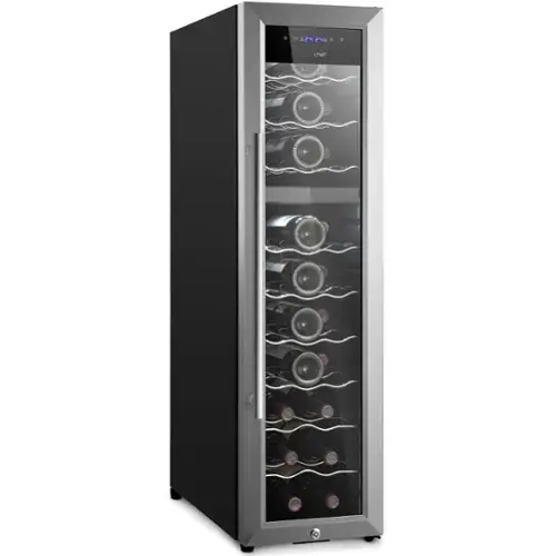 Front. NutriChef - NutriChef PKCWCDS278 27 Bottle Fridge | Dual Zone - White.