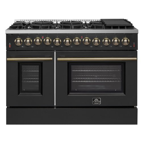 Forno Appliances - Galiano 6.58 Cu. Ft. Freestanding Dual Fuel Range with Convection Oven and Griddle - Black Door