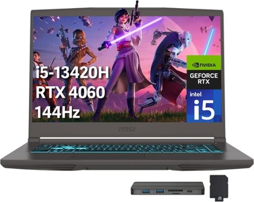 MSI - Thin 15 15.6" FHD Gaming Laptop,Intel i5-13420H,32GB RAM,1TB SSD,GeForce RTX 4060,Win 11,256GB Docking Station - Gray-Front_Standard 