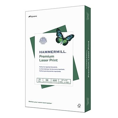 Hammermill - Premium Laser Print 11" x 17" Multipurpose Paper, 24 lbs., 98 Brightness, 500/Ream (104620) - Radiant white