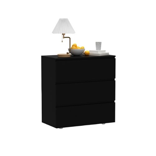 FUFU & GAGA - FUFU&GAGA 3 - Drawer Dresser Compact Storage Chest Unit – Ideal for Bedrooms & Living Rooms - Black-Front_Standard 