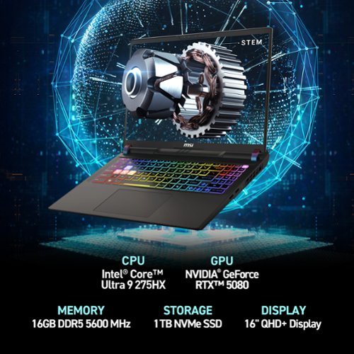 MSI Vector 16 HX AI 400 16 240Hz QHD+ Gaming Laptop - Intel Ultra 9-275HX - GeForce RTX 5080 - 16GB Memory - 1TBSSD - Cosmo Gray BUY IN SINGAPORE