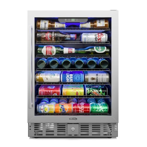Koolmore - 23.4 in. Stainless Steel, Glass-Door Built-In Refrigerator and Beverage Cooler, 5 Cu. ft. KM-BIR5C-GD - Black and Stainless-Steel-Front_Standard 