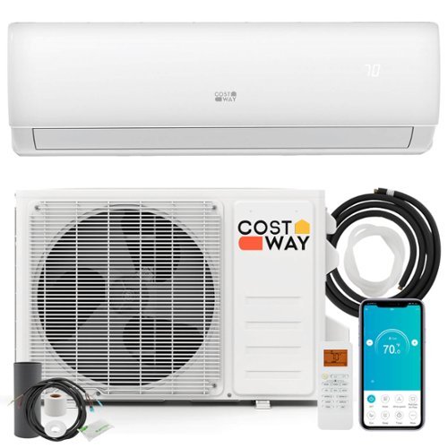 Costway - 17000 BTU Wifi Enabled Mini Split Air Conditioner & Heater Works with Alexa - White-Front_Standard 