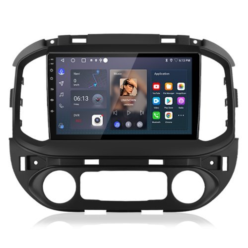 Junsun - 9"2+64GB Android 14 carplay Car Stereo Radio GPS Navi RDS DSP SWC FM BT WiFi For Chevy Colorado 2015-2018 - Black-Front_Standard 
