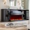 U-HOMY - 70" Electric Fireplace TV Stand with 3-Sided Glass Fireplace, LED Light Entertainment Console - Black-Front_Standard