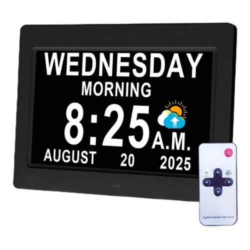 Dazzed Corner - Digital Clock, 20 Alarms Custom Reminder,Night Dimmer - Black-Front_Standard 
