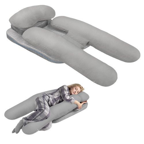 wowmax - Side Sleeper Pillow - H-Shaped Neck/Shoulder Support w/ Arm Hole & Removable Cover (Grey) - Gray-Front_Standard 